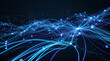 © Design - Glowing blue lines and dots connect in a futuristic network on dark background