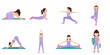 © Kitanti - Cute Little Girl Character Set Doing Different Yoga Poses and Fitness Exercises, Kids Yoga Vector Illustration