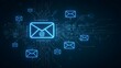 © Tanver - Email Icons Floating in a Digital Network with a Central Envelope Symbolizing Communication Technology featuring internet, blue, abstract