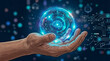 © @TrendStudio - Hands holding futuristic holographic digital interface with tech elements