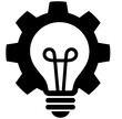 © Roushon - Light bulb and gear silhouette icon for innovation and creative engineering solution concept with solution