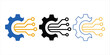 © Istiaq - Smart Technology Gear Icon Set With Circuit Board Traces In Blue Yellow Black And Outline Styles Vector Logo Collection
