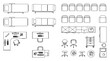 © princes empire - Architectural floor plan symbols for office and medical clinic interiors, top view furniture vector set, technical cad drawing elements