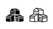 © MdDelowar - Set of industrial warehouse building icons in solid and outline style