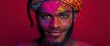 © doa istri - Colorful man with festive face paint