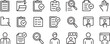 © md - Checklist Icon Set with Magnifying Glass, Folders, Files, and Check Marks for Audit and Review Workflow