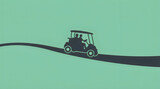 Golf Cart Silhouette on Curved Path Illustration – Teal Background
