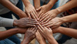 © marzuki second - Diverse hands united in a circle, symbolizing teamwork, unity, and community spirit with interconnectedness and collaboration