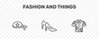 © Abstract - fashion and things icon set with pirate scarf, heel, hawaiian signs in flat outline style