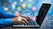 © Rahul Jpg - Conceptual Illustration of Large Language Model LLM Cloud Computing and Artificial Intelligence Data Processing on Laptop