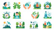 © Rimuru - Set of illustrations representing healthy lungs and breathing exercises in nature.