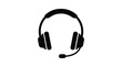 © MdKabir - headset silhouette on white background audio communication technology device earphone microphone listening