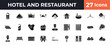 © IconArt - filled hotel and restaurant icons set - door hanger, reception bell, 24 service, onigiri. editable vector for web and mobile ui