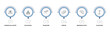 © Design_Farm - education outline icon set. science in a laptop, old school, creche, flag point and more. linear vector collection. editable stroke