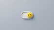 © PRIYA - Toggle to Happiness: A simple switch with a smiling emoji, representing the ease of turning on happiness and positive emotions, set against a calm, muted background.