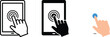 © Bibi - Three digital tablet icons featuring a hand touching the screen in various distinct visual styles
