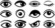 © Afroja - Human eye look expression black outline and silhouette vector icon set collection on white background