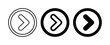 © Hasib - Set of three right arrow icons, simple vector graphics, navigation buttons, next, forward, direction symbols