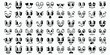 © Tasmim Jahan Rafi - Set of black and white floral vector elements and decorative icons featuring flowers, animals, cat, skull and abstract symbols for seamless pattern design, wallpaper and illustration