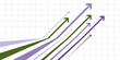 © Mah - Five Arrows Moving Up Vintage Colors. Abstract Financial Chart with Uptrend Line Arrows Graph Go Up. Growth Business Revenue Invest Concept. Vector Illustration. eps 10
