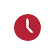 © Mansur - A minimalist illustration of a red clock icon on a white background