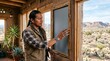 © True Stock - Man Adjusting Glass Window Panel in Sustainable Desert Home