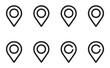 © Tanvir - Eight outline map pin icons on a transparent background grid.