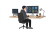 © MD - Software programmer coding at modern workstation isolated on white background flat vector illustration