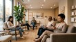 © Imam - Diverse people sitting in a modern clinic waiting room lounge