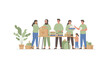 © Polash - Diverse group of volunteers working together to sort donations, clothing, and food items at a community service center for those in need.