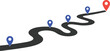 © Sadhin - Winding road roadmap with blue and red pin location markers.