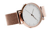 © Maelle - Rose gold mesh band watch with white dial