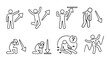 © RobbinLee - Stick figure business people icon set. Financial success and failure, stock market trend graph, profit and crash emotional reactions concept.