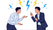 © Men - Angry business rivals arguing and disagreeing, conflict with lightning bolts