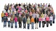 © Chandara - A diverse group of people standing in a row, facing forward, with a white background.