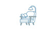 © Syuli - Cozy armchair with reading lamp and open book illustration.
