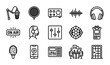 © sogir - Audio Recording Icons Set, Podcast Studio Equipment, Sound Production Symbols, Music Technology Graphics