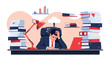 © Malcom - Overworked business manager suffering from high stress level and burnout in an office full of documents.