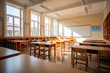 © Muhammad - Classroom Interior with Wooden Desks and Sunlight