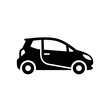 © Amar Tv - Compact Car Icon - Black Silhouette on White Background