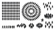 © Adil - Black stick figure icons arranged in diverse patterns including grids circles and scattered group clusters