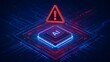© Umi12 - Artificial intelligence threat and danger concept featuring glowing blue AI microchip with red warning triangle alert symbol on dark technological surface for cybersecurity risks