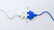 © Aish-Studio - White and blue puzzle pieces connecting with USB cables illustrating seamless network integration data transfer and technological compatibility