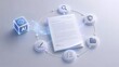 © Home Stock - Artificial intelligence contract lifecycle management with glowing AI brain analyzing signed legal documents and workflow process icons