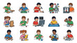© 21graphic - Children's STEM Education Cartoon Vector Illustration: Kids Learning Science, Technology, Engineering  Arts Hobbies
