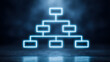 © MDRAFIQUL - Abstract image of a glowing white hierarchy flow chart on a dark background illustrating data organization.