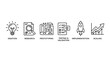 © iqra - Vector icons representing stages of the creative and learning process in education.
