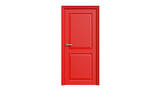 Red wooden interior door with silver handle