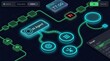 © Brightframehub - AI agent workflow concept with neon network nodes, automation icons and digital interfaces