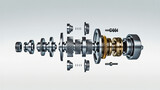 Gear metal wheels isolated white background